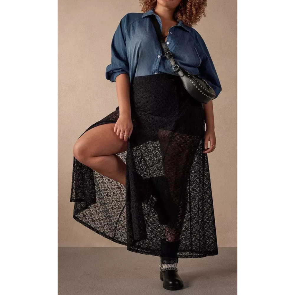 NWT Torrid Festi Denim Button-Up Shirt Blue Relaxed Tunic Top Plus Size 3 3X - Picture 10 of 12